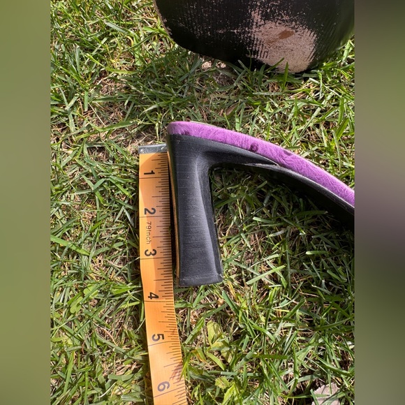 90s / Y2K Vintage Via Spiga Purple Ostrich Heeled Mules - Picture 6 of 8